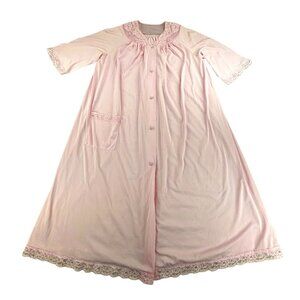 Vintage Shadowline Nightgown Pink Lace Trim Womens S USA